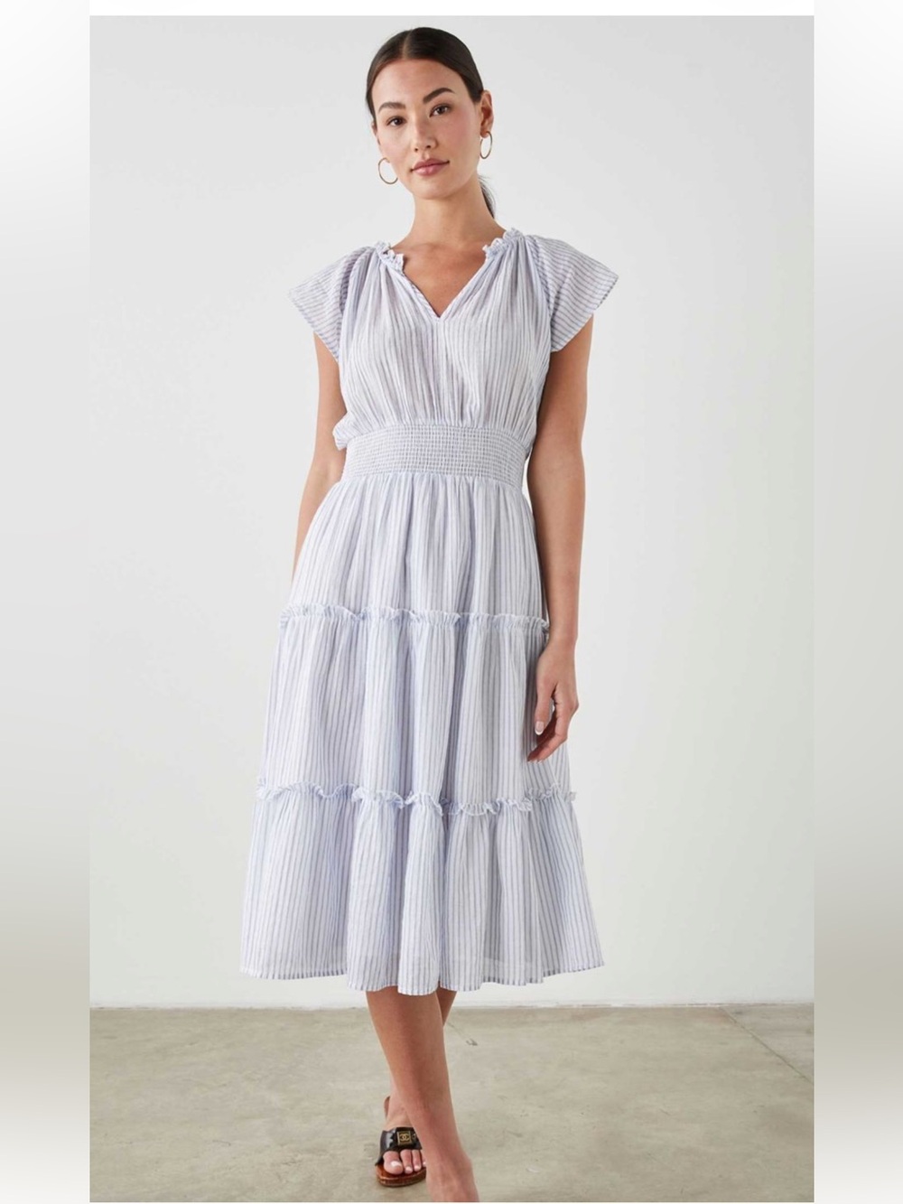Rails Amellia Cino Light Blue Stripe Midi Dress-size Small